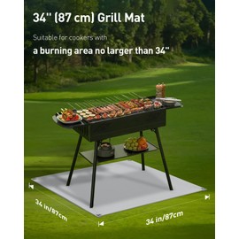 Pawfly Outdoor Grill Mats, 87 cm x 87 cm, Flame Resistant Grill Mat, Heat Resistant Fire Pit Mat for BBQ Fireplace, Waterproof Grill Protector for Outdoor Lawn Decks and Patios