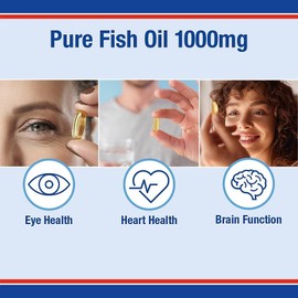 Lamberts Pure Fish Oil 1100mg Capsules – High Strength Omega 3 EPA & DHA – Heart & Brain Support – Twin Pack 180x2 Capsules