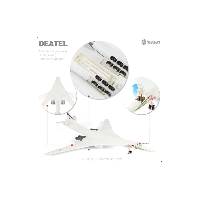 1:100 Scale TU-160 Boomber Quick Assembly Model Kit, Plastic TU-160