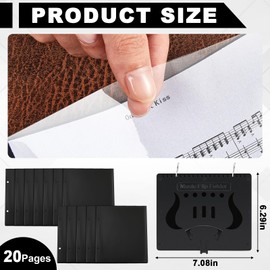 Amylove Flip Folio Folder Black Flip Folder Pages and Trumpet Lyre Set Music Flip Folder with 2 Binder Rings 20 PVC Waterproof Window Pages Silver Lightweight Lyre Instrument Accessories