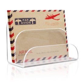 ChengFu Acrylic Mail Organizer - 2 Section Desk Organizer with File Sorter and Letter Holder