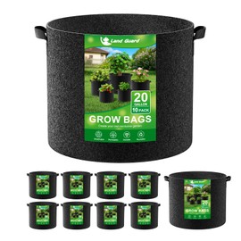 Land Guard 10-Pack Fabric Grow Bags 20 Gallon, 300G Thickened Nonwoven Plant Grow Bags, Grow Pots for Plants, Growing Bags with Handles, Planting Bags for Vegetables, Black