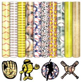 Tintnut Heat Transfer Vinyl - 10 Sheets 12 X 10inches Baseball Sports Iron On Vinyl HTV for T-Shirts DIY Compatible with Cricut Or Silhoutte Cameo