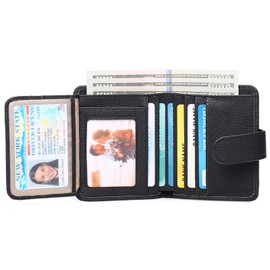 FALAN MULE Women's Wallet RFID Blocking Leather Small Compact Tri-Folded Card Holder Ladies Purse with ID Window and Zipper Coin Pocket