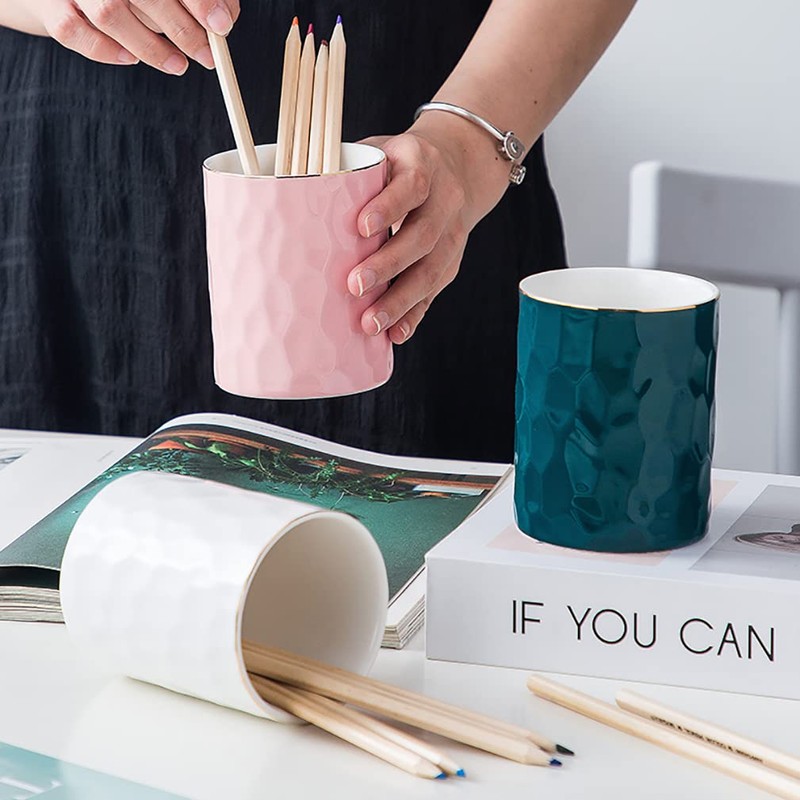 Aewill Ceramic Pen Holder Stand Cup Pencil Holder Organizer Makeup