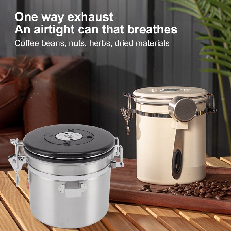 Airtight Coffee Canister 1.2L 304 Stainless Steel Coffee Bean Storage