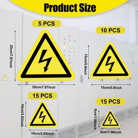 BITEFU Pack of 45 Warning Stickers, Electricity, Yellow Power Warning Stickers for Switch Boxes, Leaking Electrical Devices and All Areas Where Electric Shock Can Occur
