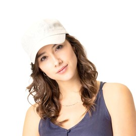 Lipodo Linen Armycap Women/Men - Linen Cap with Peak - Summer Cap in One Size (54-58 cm) - Adjustable Cap (Velcro Fastening) - Hat Spring/Summer, beige