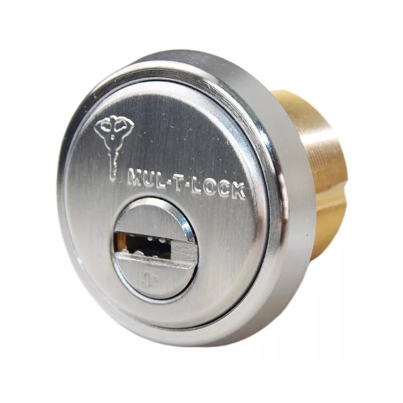 Mul-T-Lock Junior Satin Chrome Rim/Mortise Cylinder With 2 Keys -