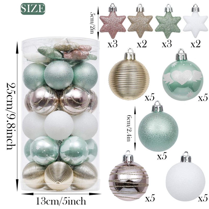 Valery Madelyn Christmas Baubles, 35 Pieces, 5 cm Plastic Christmas