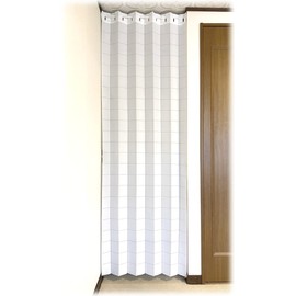 Accordion Curtain, Solid, White, Room Divider, Noren, Long Partition, Blindfold, Heat Shield, Cold Protection, Adjustable Length, 98.4 inches (250 cm), C121