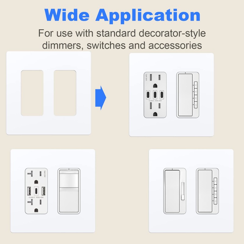 Amerisense Outlet Cover, Screwless Decorator Wall Plate, Light switch Power