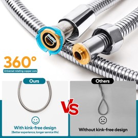 OIETON Shower Hose Extra Long 157Inches, Flexible Stainless Steel Handheld Shower Hose, Anti-Explosion Anti-Kink Leakproof,Brass Connectors, Replacement Metal Extension