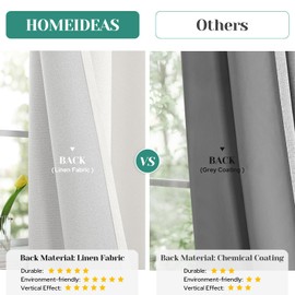 HOMEIDEAS 100% Ivory Cream Linen Blackout Curtains for Bedroom, 52 x 84 Inch Length 2 Panels Faux Linen Thermal Insulated Black Out Grommet Window Drapes for Living Room