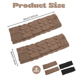 WANTUSHUI 2 Pairs of Gloves Without Fingers, Knitted Pulse Warmers, Hand Warmers, Winter Fingerless Gloves with Thumb Hole, Suitable for Christmas, Gift Men and Women, Knitted Gloves Women, Black