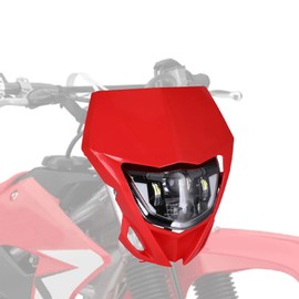 IUVWISN Dirt Bike LED Headlight Kit Head Lamps Light with Clamps Universal for CRF125F CRF150F CRF230F CRF250L CRF250F CRF300L CRF450L Dirt Pit Bike Enduro Motocross Dual Sport Red