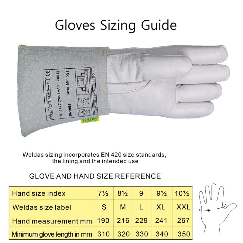 [Weldas] SOFTouch™ Top Grain Cowhide Precision Welding Gloves for TIG,