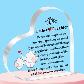 QMVMV Father and Daughter Gifts Heart-Shaped Acrylic Plaque Gifts for Dad Daddy Daughter Birthday Thanksgiving Father's Day Gift for Dad