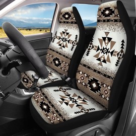TOADDMOS Navajo Saddle Blanket Car Seat Covers Full Set of 4 Brown Includes Front and Back Seat Cover All Weather Car Interior Seat Cover Universal Fit for Cars, Trucks,SUVs