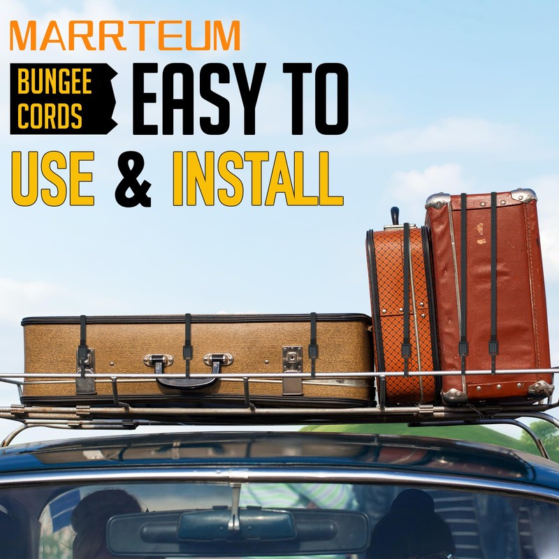 MARRTEUM 24 Inch Flat Adjustable Bungee Cords with Hooks Heavy