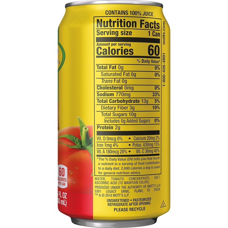 Mott'S 100% Tomato Juice, 11.5 Fluid Ounce Can, 24 Count