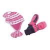 SnowStoppers Mittens and Sherpa Knit Hat Sets (Fuchsia/White, Small)