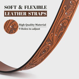 BELTROAD Cowboy Belts for Men Women Country Belt Cowboy Cowgirl Belt Embossed Leather Belt
