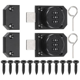 PATIKIL Combination Cabinet Latch,2Pcs Zinc Alloy Mechanical Keyless Password Lock 3-Digit Password Cabinet Lock Safety Lock with Screw for Cabinet Drawer Cupboard, Black