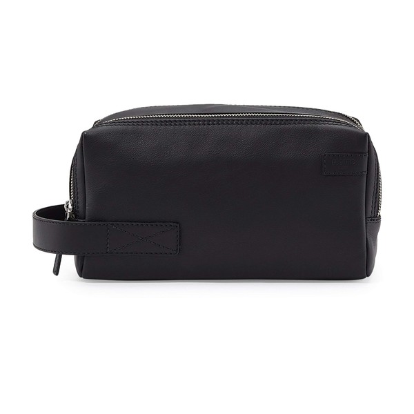 Picard Men's Relaxed Cowhide Leather Toiletry Bag with Zip, black