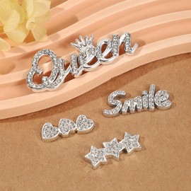 BKKrit Croc charms Bling Jibbitz for Crocs Designer Shoes Accessories for Women Girls Teens Bling Chain Shoes Charms Butterfly Flower Jewelry Decorations for Clog Shoes Decoration, Silver