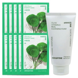 (10 sheets) Innisfree Energy Mask Centella asiatica + Olive Vitamin E Real Cleansing Foam / (10매)이니스프리 에너지 마스크 병풀+올리브 비타민 E 리얼 클렌징 폼