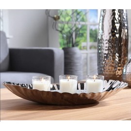 Hosley Elegance Redefined Silver Finish Decor Tray Bowl, 13.6 Inches Long Versatile and Chic Centerpiece for Serving, Floral Arrangements, and Stylish Home Decor