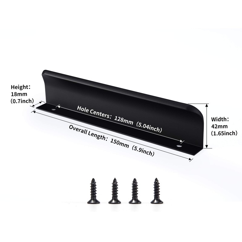Satanga Edge Matt Black Finger pulls for cabinets Kitchen Concealed