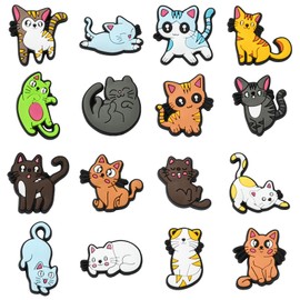 Stiesy 32 Pcs 16 Styles Soft PVC Cute Cat Slime Charms Animal Plastic Cabochons Kitten Flat Back Beads No Hole Beads Bulk for DIY Crafts Making Decorations Scrapbooking Embellishments Hair Clip