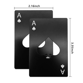 Bottle Opener Keychain, Beer Bottle Opener with Ace of Spades Design, Stainless Steel Portable Card-Style Opener for Groomsmen Bridesmaid Gifts,or Party Essentials (6 Pcs-Black)