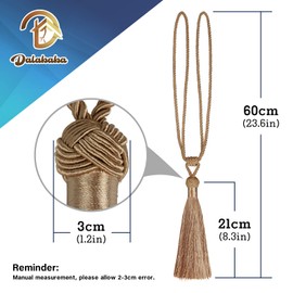 Dalababa Pack of 2 Curtain Holders, Tiebacks, Curtain Holders, Polyester Cotton Rope with Tassel, Curtain Tiebacks, Decorative Window, Plain Curtains Accessories, Yellow