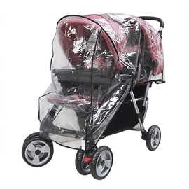 Universal Twins Baby Stroller Rain Cover, Waterproof Windproof Dustproof Side by Side Tandem Double Pushchair Rain Wind Cover Baby Carriage Pram Raincover for Baby Stroller Buggy Travel Outdoor