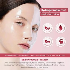 Mascarilla Facial De Colágeno De Hidrogel Tratamiento Hidratante Y Reafirmante Nocturno Para Piel Seca O Madura. Dermatológicamente Probada, Cuidado