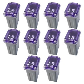 10PCS 15 Amp Car Micro Cartridge Fuses - Slow Blow FMM Mcase Type, Automotive Low Profile Mini Box Shaped Fuse for Cars, Trucks and SUVs