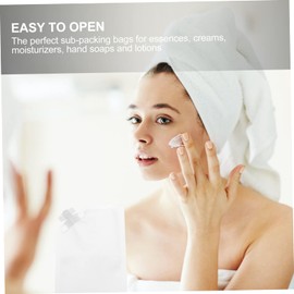 PACKOVE 20PCS Disposable Cosmetic Lotion Sub Packing Bags with Suction Mouth Portable Refillable Toiletry Storage for Travel Gym Home DIY Skincare Sample Pouches