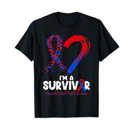 I'm A Survivor CHD Awareness Red & Blue Ribbon Men Women T-Shirt