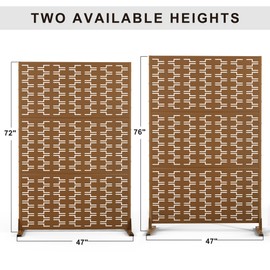 Metal Privacy Screen Outdoor Privacy Screen 72" H×47" W, Freestanding Decorative Privacy Screen for Balcony Patio Lawn Garden, Privacy Fence Privacy Panel-Brown&Brick
