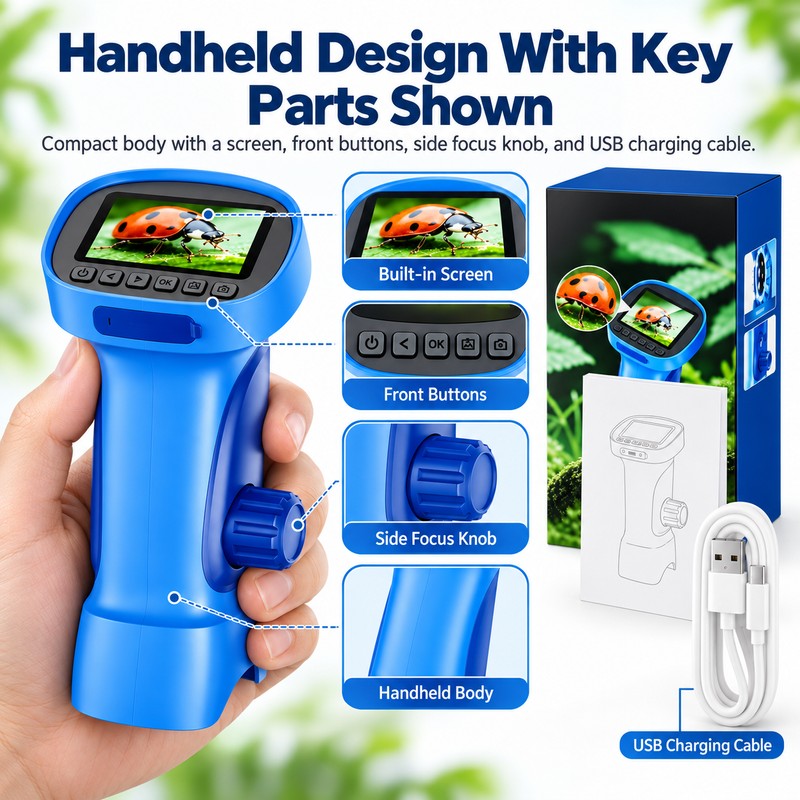 Digital Microscope for Kids – 1000X Portable Microscope with 2.4-Inch