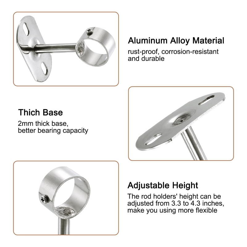sourcing map 2 Pcs Ceiling Mount Bracket, Wardrobe Pipe Bracket,