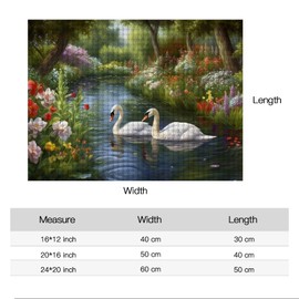 Diamond Painting for Adults - Two Cozy Swans Diamond Art Landscape - 5D Diamond Stipple Gemstone Painting Kit - DIY Gemstone Art Wall Decor Gift (12x16inch)