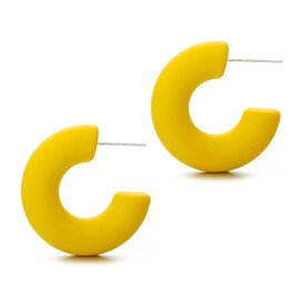 RUOFFETA Acrylic Chunky Hoop Earrings, Lightweight Thick Open Hoops Candy Color Hoop Earrings for Women(Yellow)