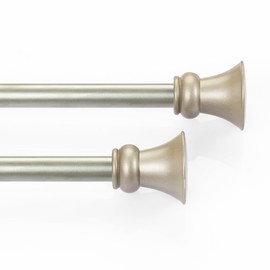 Deco Window 2 Pack Silver Curtain Rods for Window 28 to 48 Inch Nickel 5/8 Inch Diameter Drapery Pole with Trumpet Finial Modern Adjustable Heavy Duty