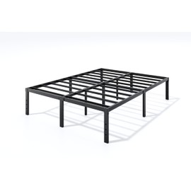 AROMUSTIME Queen Bed Frame with Heavy Duty Sturdy Metal Construction - 14 Inch Platform Bed Frame, No Box Spring Needed,Easy Assembly, Underbed Storage, Black Mattress Foundation