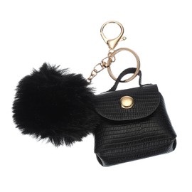 [PATIKIL] Coin Pouch PU Leather Small Coin Purse Keychain for Women Keychain Pouch Mini Tote Bag Keychain Cute Small Hanging Backpack Handbag Decoration Black