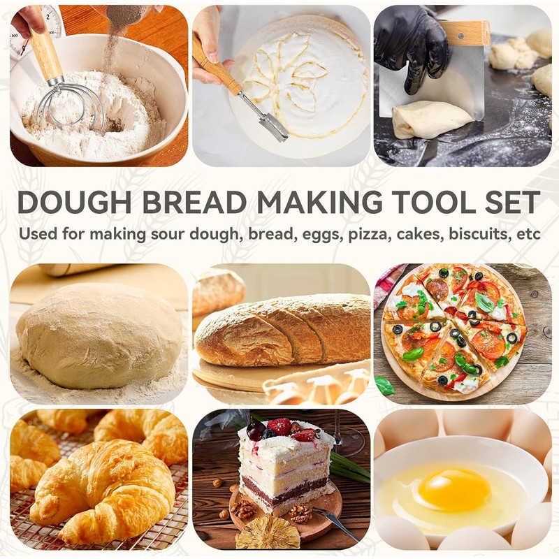 LYSAIMG 8Pc Bread Lame Tool Dough Scoring Sets,Danish Dough Whisk